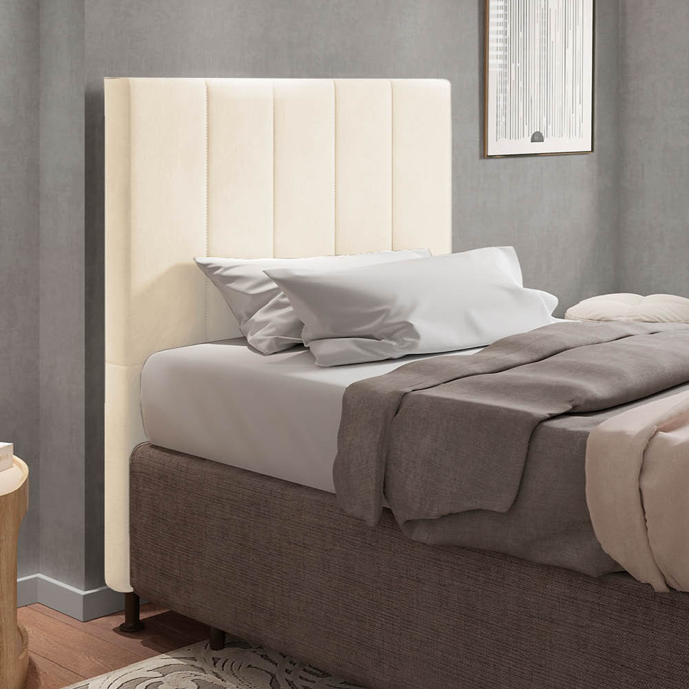 Cabeceira Solteiro Cama Box 90cm para Quarto Malibu Suede Bege M11 - D'Rossi