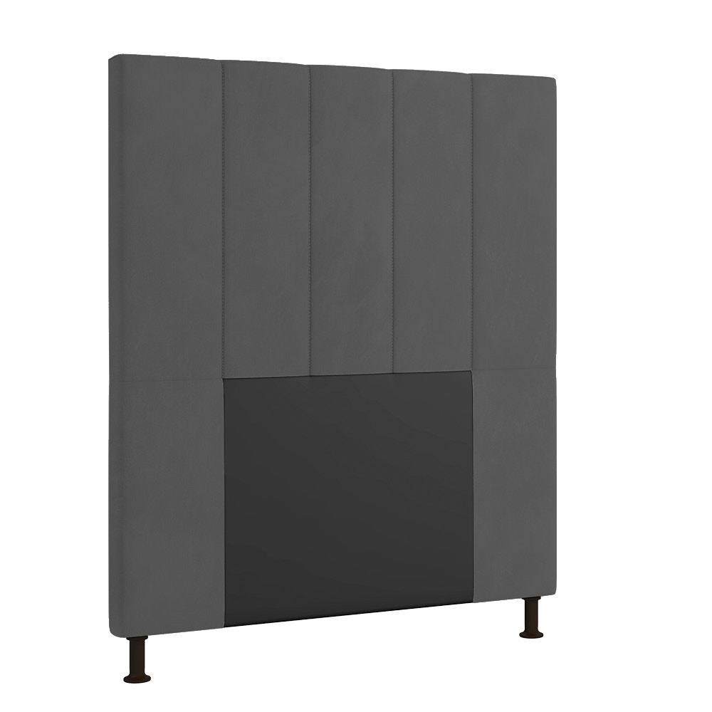 Cabeceira Solteiro Cama Box 90cm para Quarto Malibu Suede Grafite M11 - D'Rossi