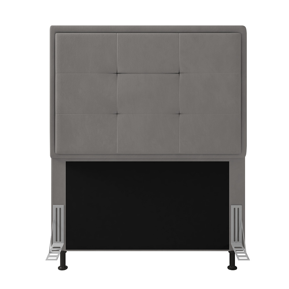 Cabeceira Solteiro Cama Box 90cm para Quarto Onix Suede Grafite M11 - D'Rossi