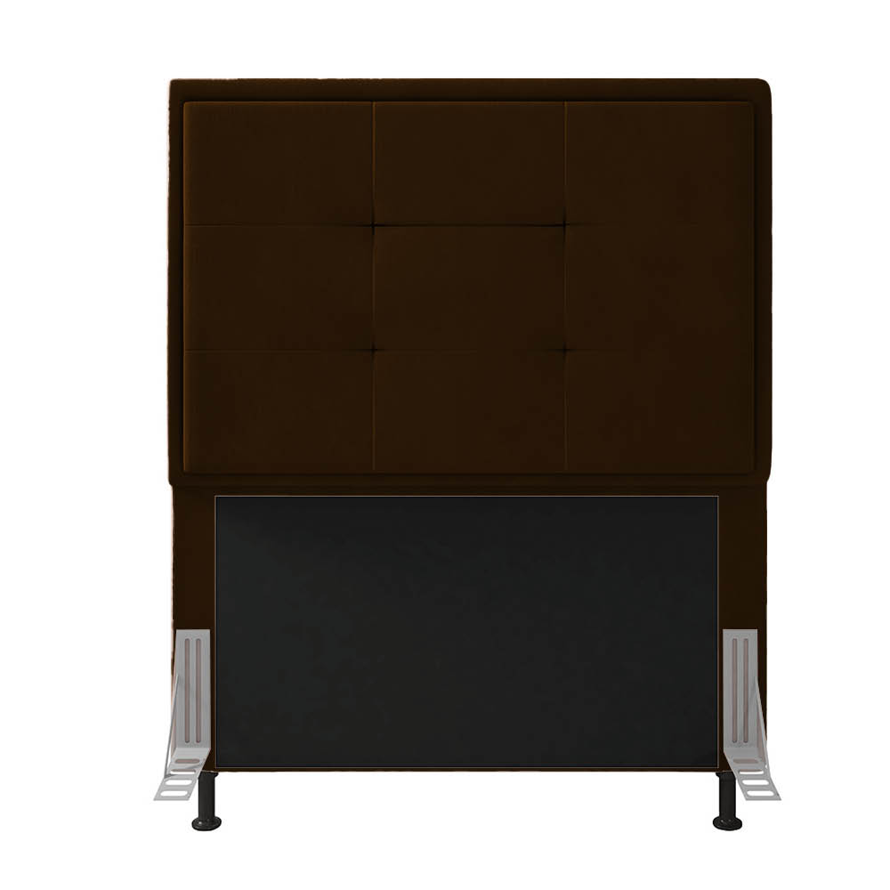 Cabeceira Solteiro Cama Box 90cm para Quarto Onix Suede Marrom M11 - D'Rossi