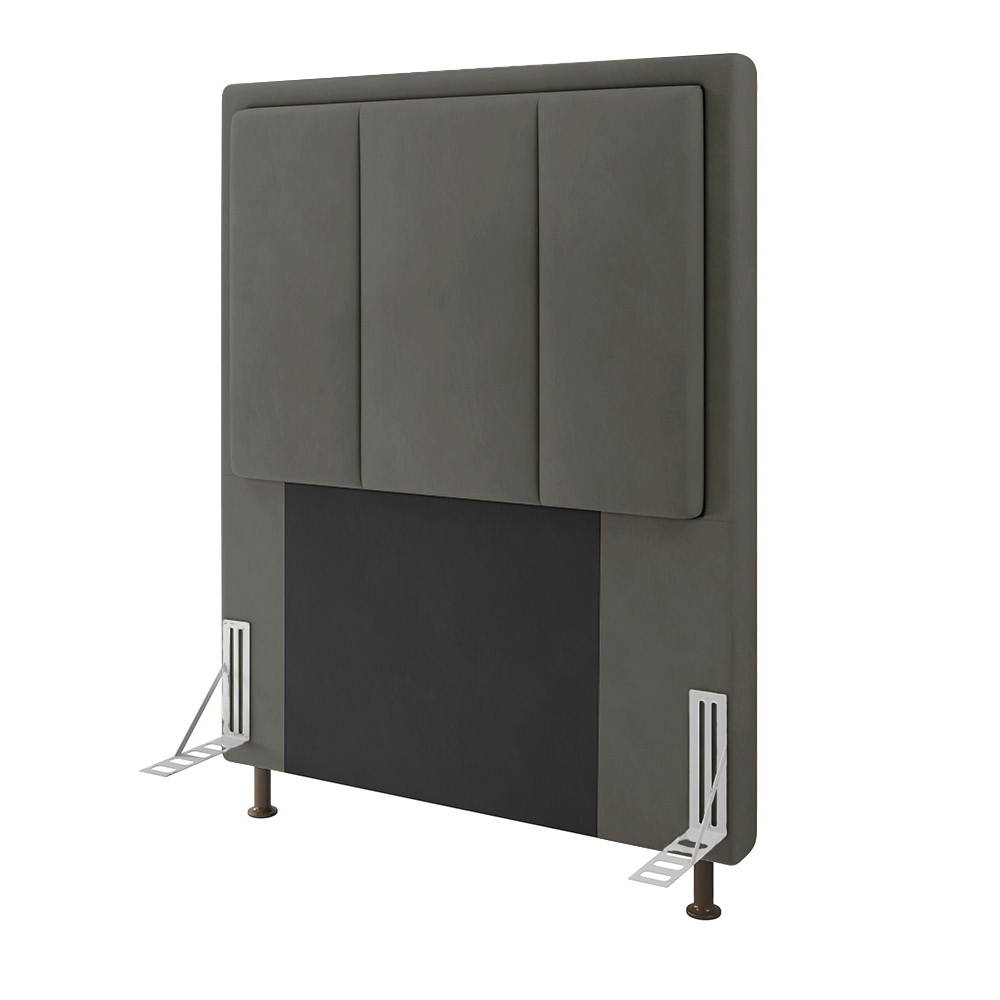 Cabeceira Solteiro Cama Box 90cm para Quarto Opala Suede Grafite M11 - D'Rossi