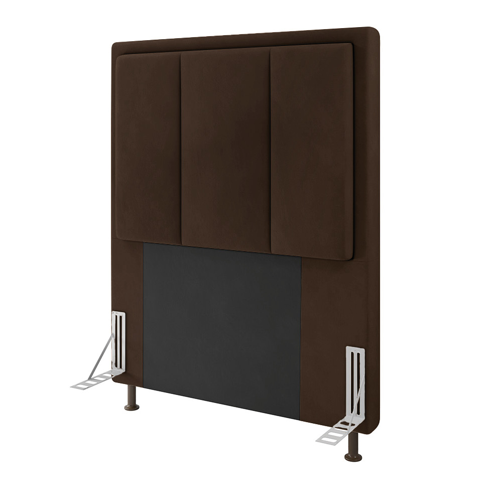 Cabeceira Solteiro Cama Box 90cm para Quarto Opala Suede Marrom M11 - D'Rossi