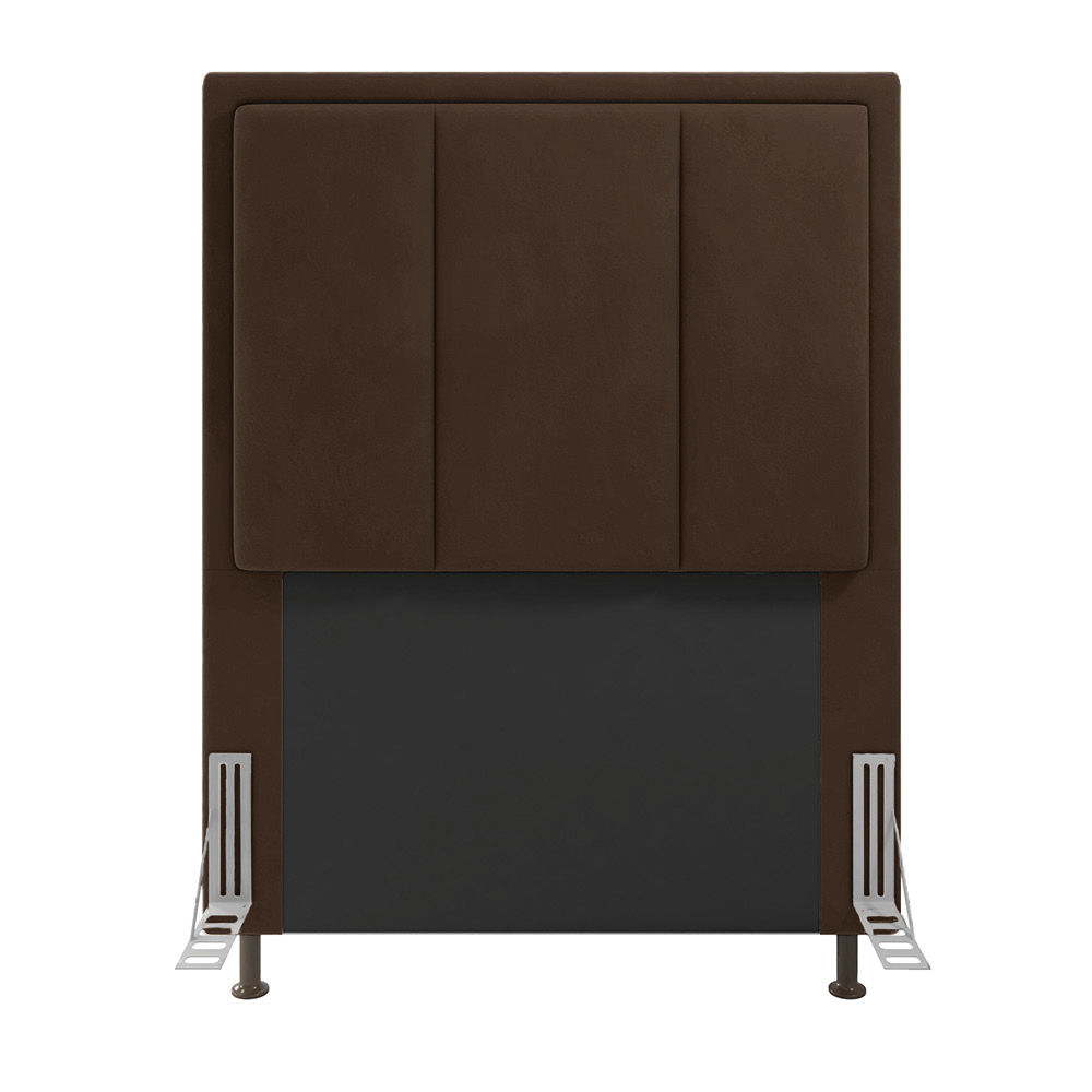 Cabeceira Solteiro Cama Box 90cm para Quarto Opala Suede Marrom M11 - D'Rossi
