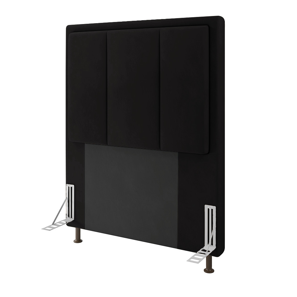 Cabeceira Solteiro Cama Box 90cm para Quarto Opala Suede Preto M11 - D'Rossi