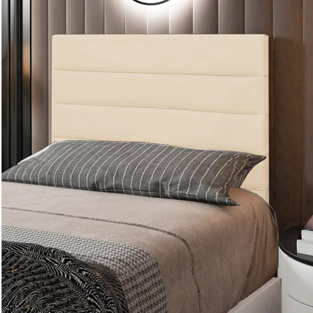 Cabeceira Solteiro Cama Box 90cm para Quarto Rubi Suede Bege M11 - D'Rossi