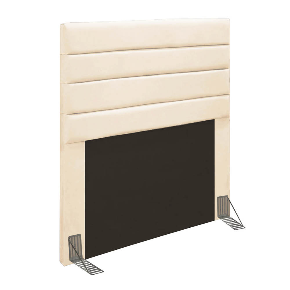 Cabeceira Solteiro Cama Box 90cm para Quarto Rubi Suede Bege M11 - D'Rossi
