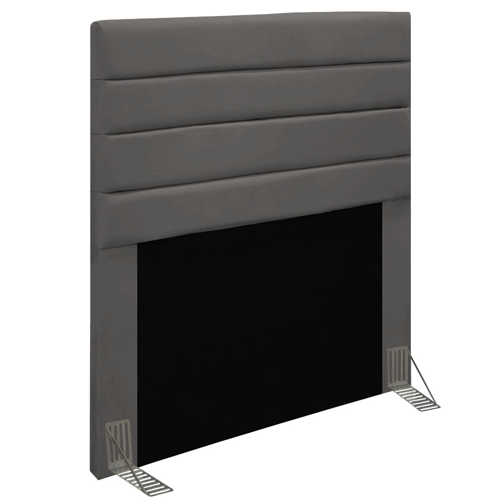 Cabeceira Solteiro Cama Box 90cm para Quarto Rubi Suede Grafite M11 - D'Rossi