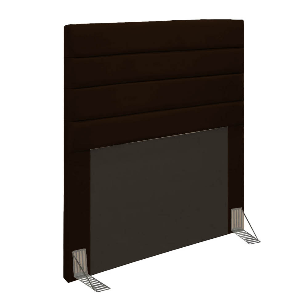 Cabeceira Solteiro Cama Box 90cm para Quarto Rubi Suede Marrom M11 - D'Rossi