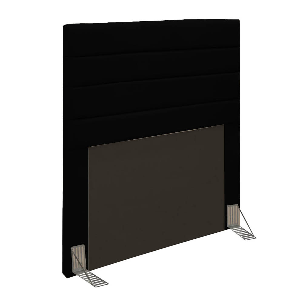 Cabeceira Solteiro Cama Box 90cm para Quarto Rubi Suede Preto M11 - D'Rossi