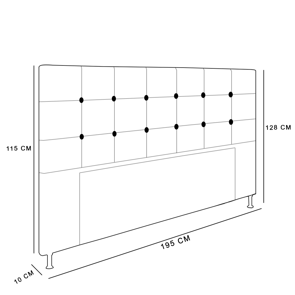 Cabeceira Stambul Para Cama Box King 195 cm Corino Branco - D'Rossi