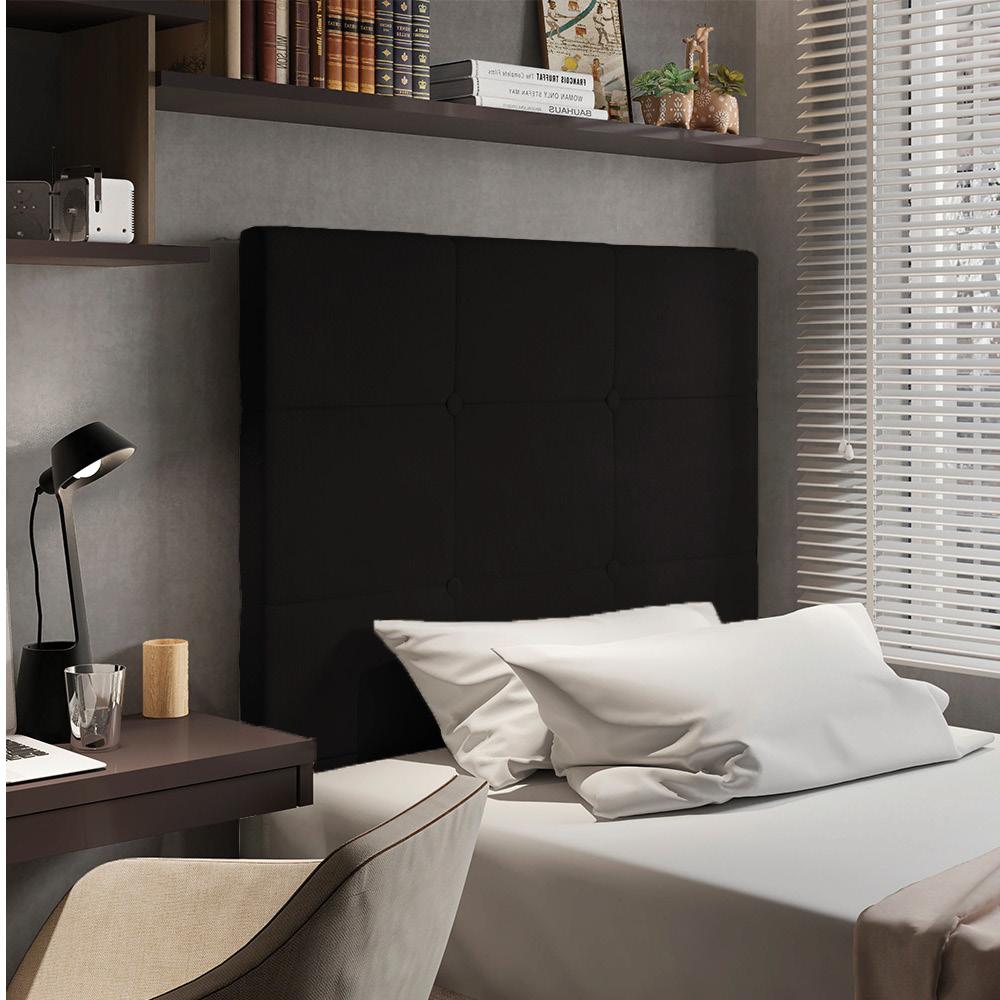 Cabeceira Stambul Para Cama Box Solteiro 90 cm Suede Preto M11 - D'Rossi