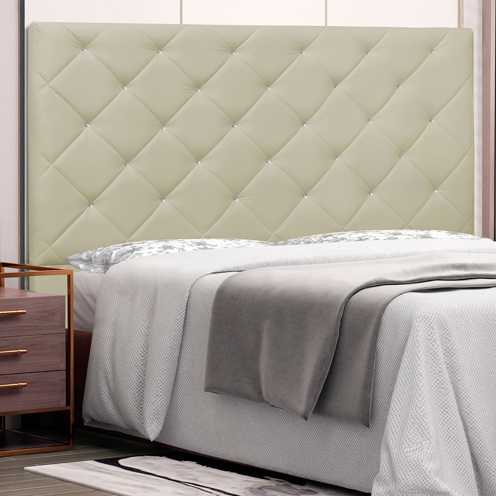 Cabeceira Tania Para Cama Box Queen 160 cm Corino Bege - D'Rossi