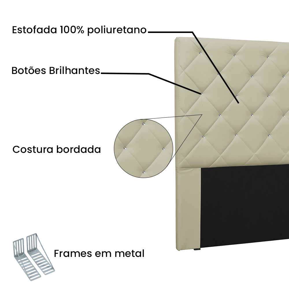 Cabeceira Tania Para Cama Box Solteiro 90 cm Corino Bege  - D'Rossi