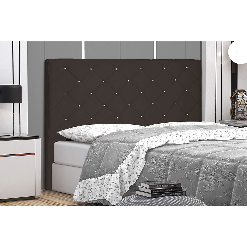 Cabeceira Tania Para Cama Box Solteiro 90 cm Suede Café - D'Rossi