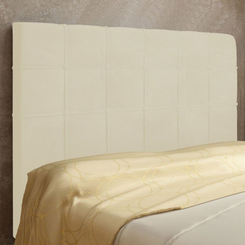 Cabeceira Veneza Cama Box Casal 100 cm Suede Bege D'Rossi