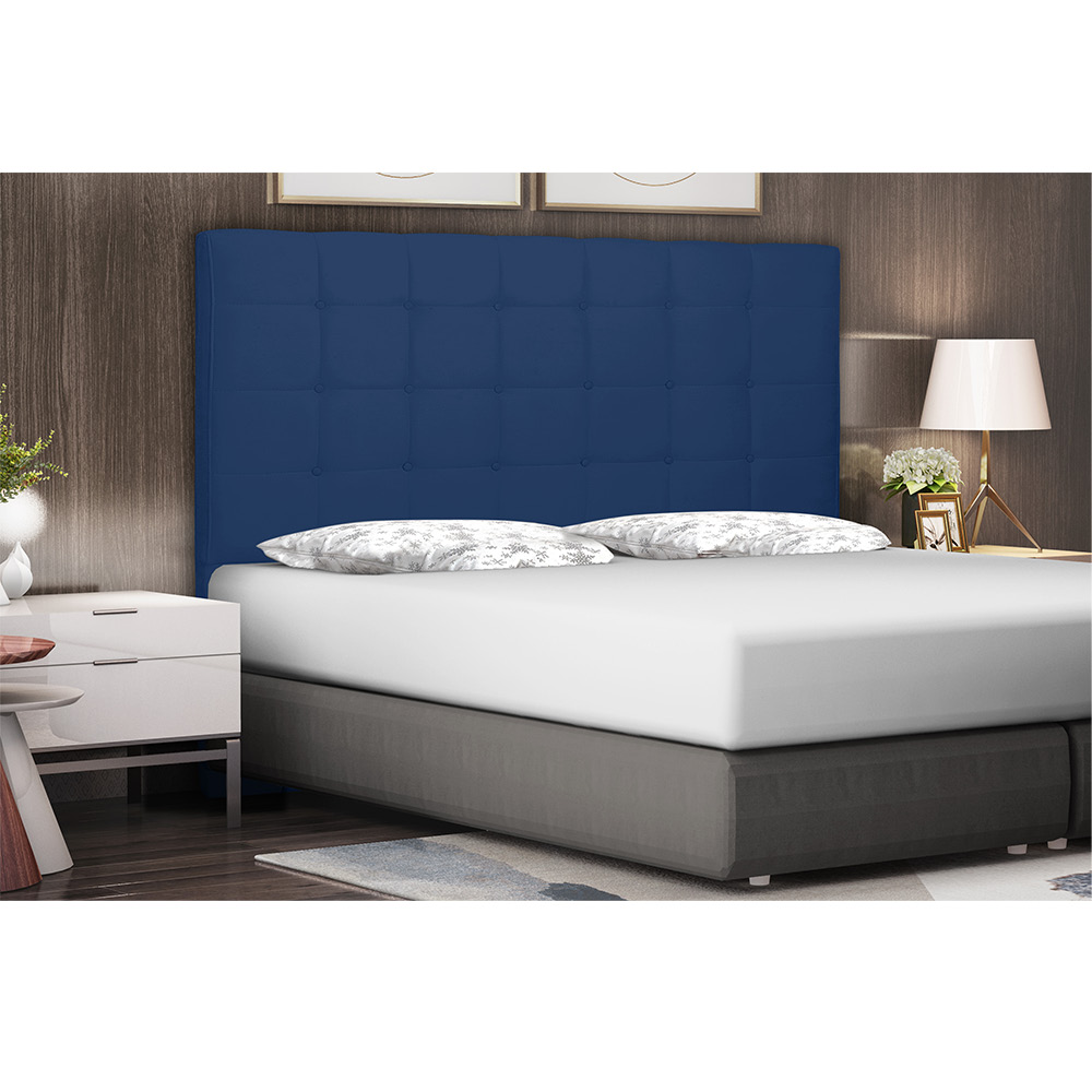 Cabeceira Verona Para Cama Box Casal 140 cm Suede Azul Marinho - D'Rossi