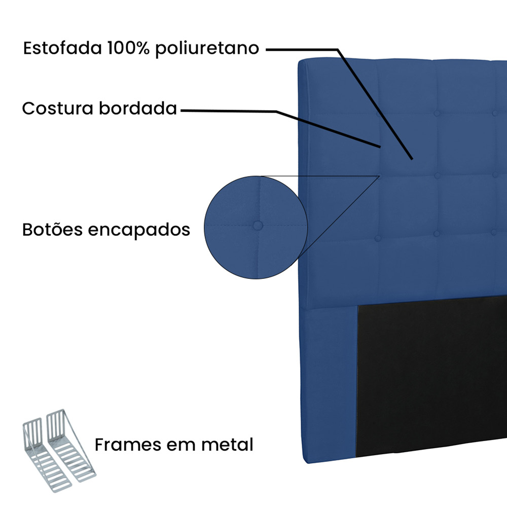 Cabeceira Verona Para Cama Box Casal 140 cm Suede Azul Marinho - D'Rossi