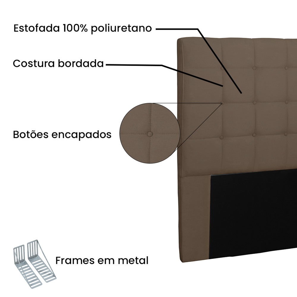 Cabeceira Verona Para Cama Box King 195 cm Suede Caramelo - D'Rossi
