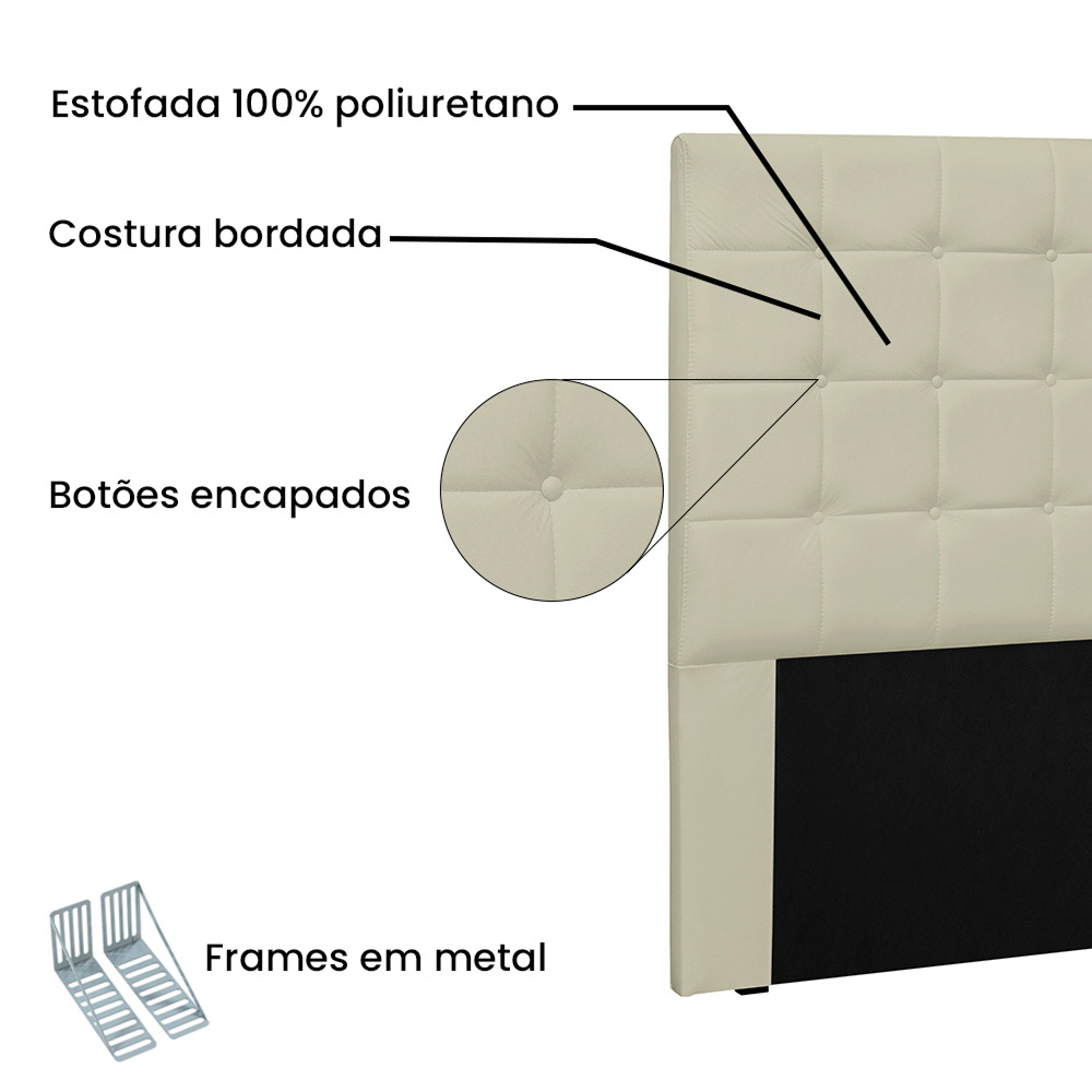 Cabeceira Verona Para Cama Box Solteiro 90 cm Corino Bege - D'Rossi