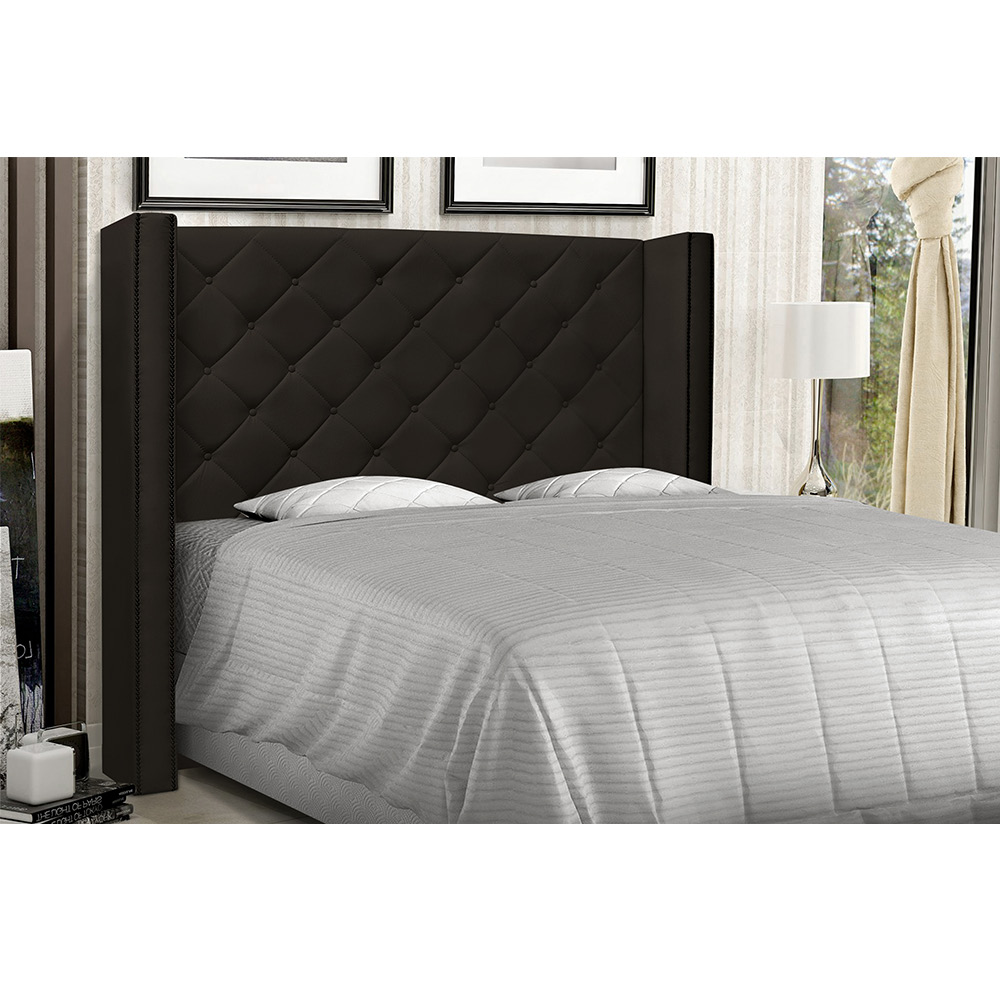 Cabeceira Vicenza Para Cama Box Casal 140 cm Corino Marrom - D'Rossi