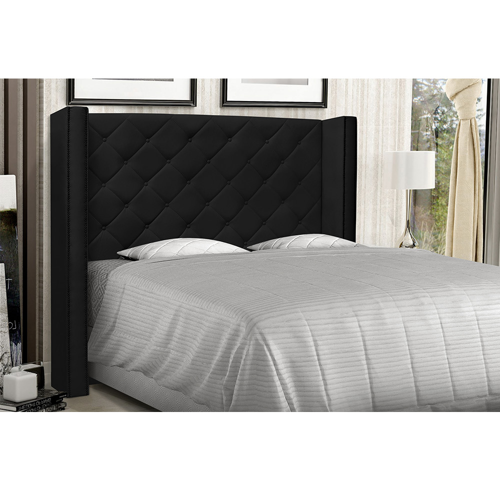 Cabeceira Vicenza Para Cama Box Casal 140 cm Corino Preto - D'Rossi