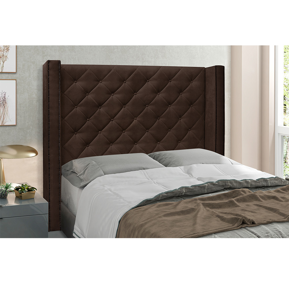 Cabeceira Vicenza Para Cama Box Casal 140 cm Suede Café - D'Rossi