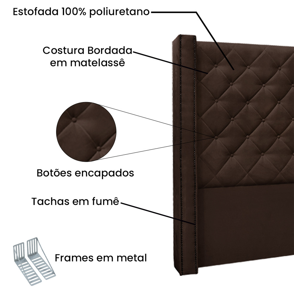 Cabeceira Vicenza Para Cama Box Casal 140 cm Suede Café - D'Rossi