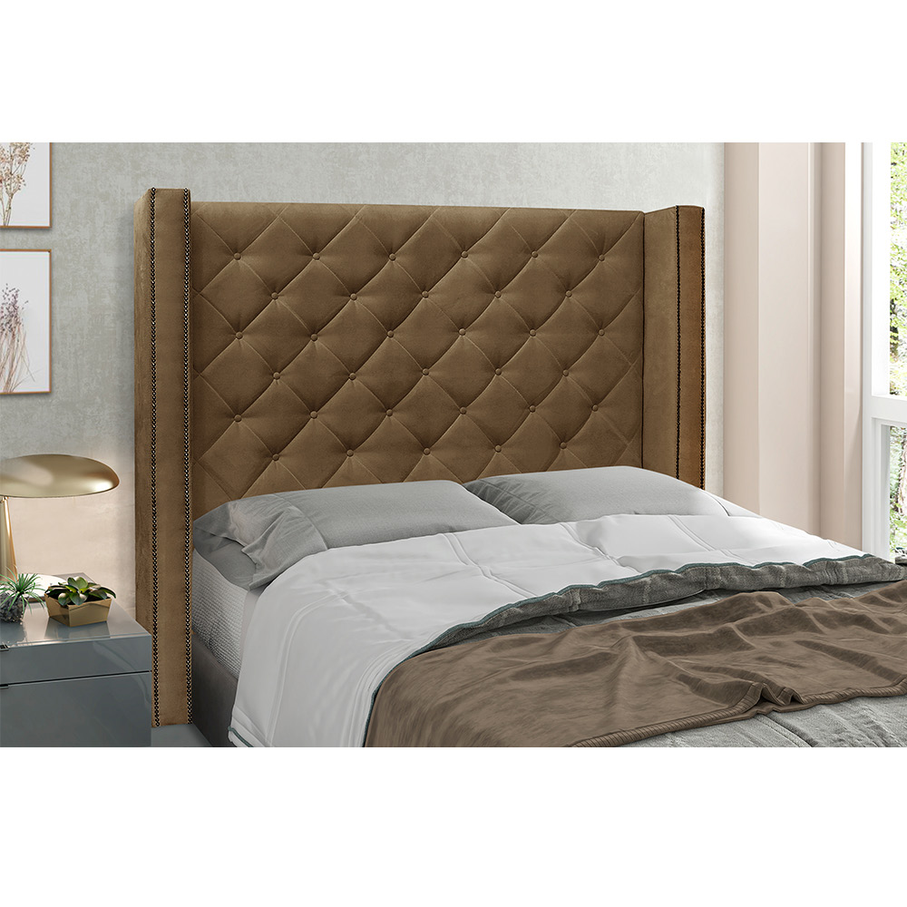 Cabeceira Vicenza Para Cama Box Casal 140 cm Suede Caramelo - D'Rossi