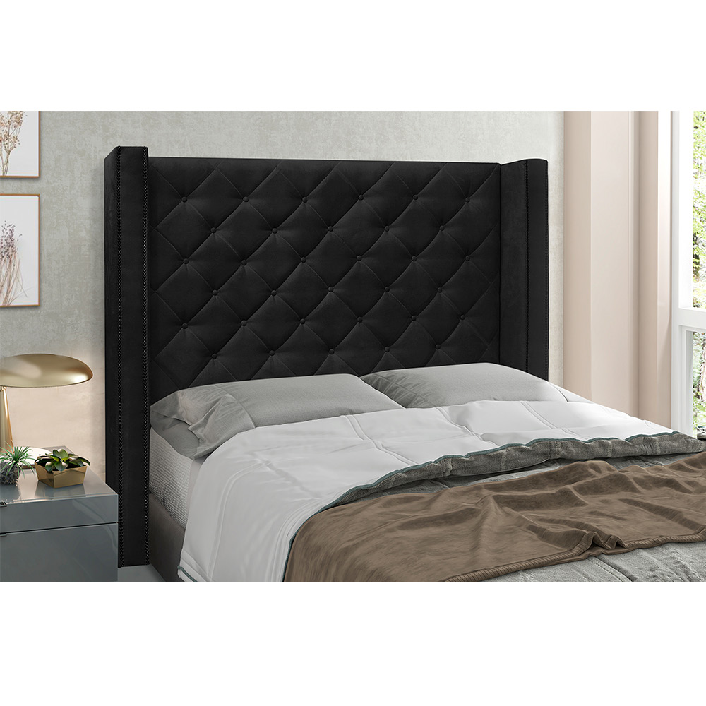 Cabeceira Vicenza Para Cama Box Casal 140 cm Suede Preto - D'Rossi