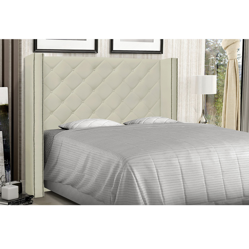 Cabeceira Vicenza Para Cama Box Solteiro 90 cm Corino Bege - D'Rossi