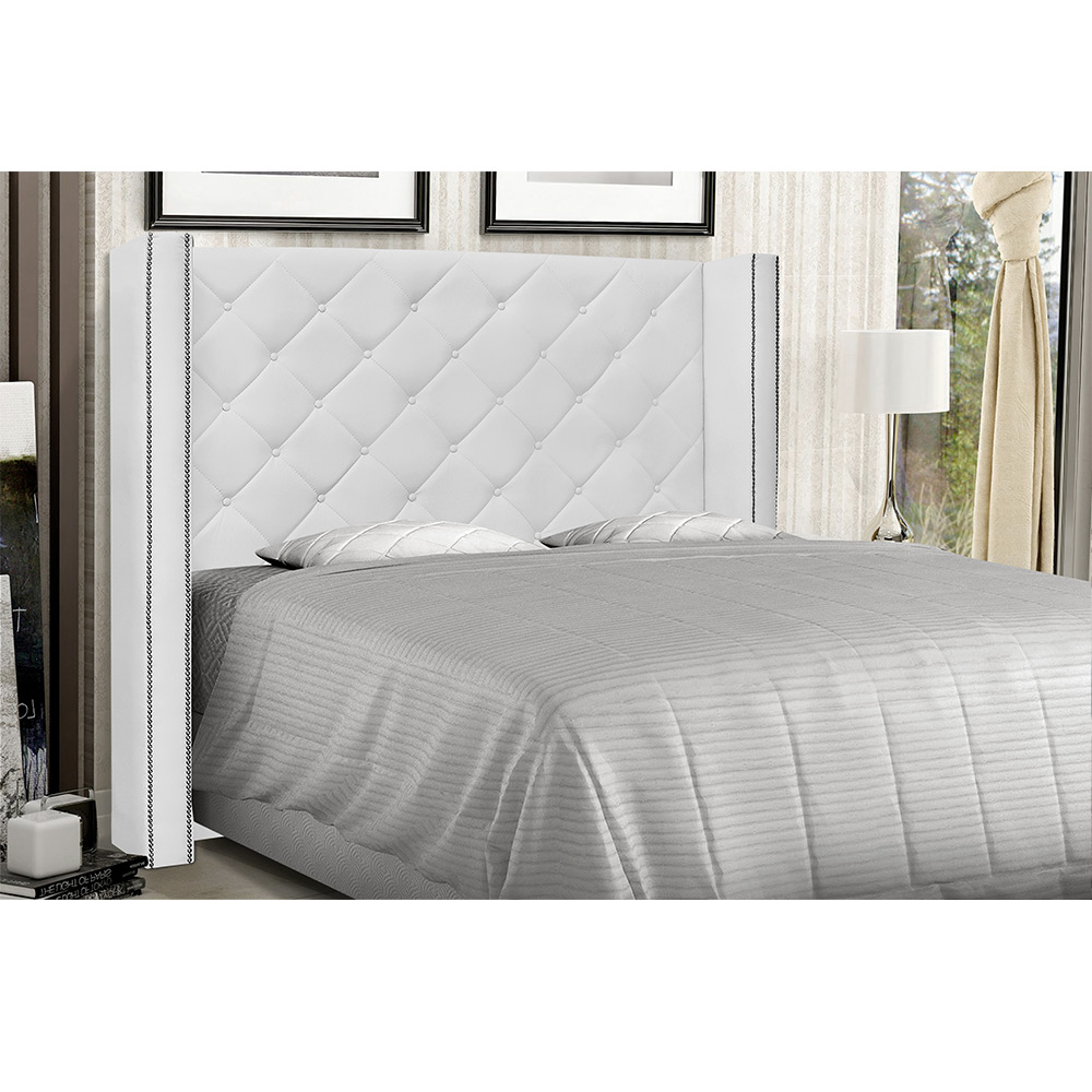 Cabeceira Vicenza Para Cama Box Solteiro 90 cm Corino Branco - D'Rossi