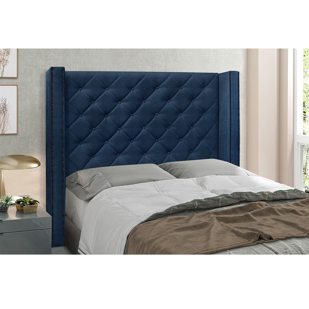 Cabeceira Vicenza Para Cama Box Solteiro 90 cm Suede Azul Marinho - D'Rossi