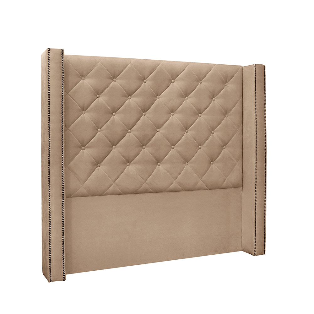 Cabeceira Vicenza Para Cama Box Solteiro 90 cm Suede Bege - D'Rossi