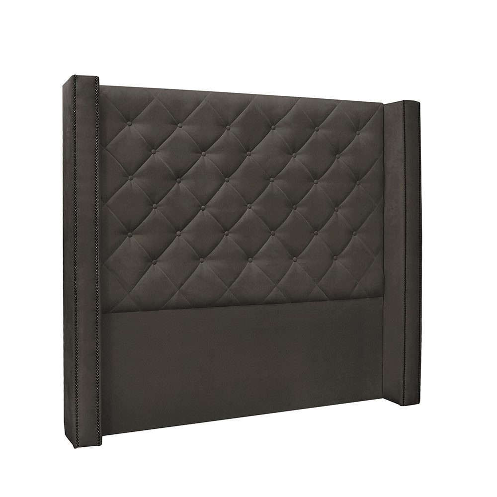 Cabeceira Vicenza Para Cama Box Solteiro 90 cm Suede Cinza - D'Rossi