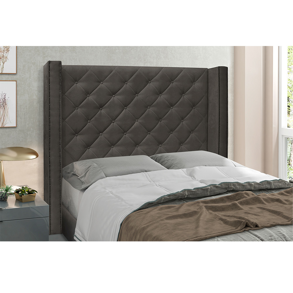 Cabeceira Vicenza Para Cama Box Solteiro 90 cm Suede Cinza - D'Rossi