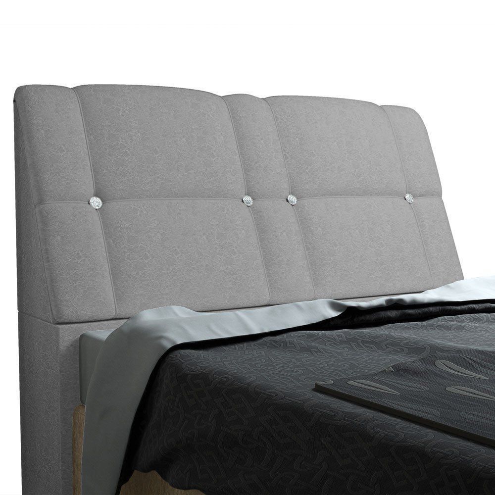 Cabeceira com Baú Itália Cama Box Queen 160 cm Suede Cinza D'Rossi