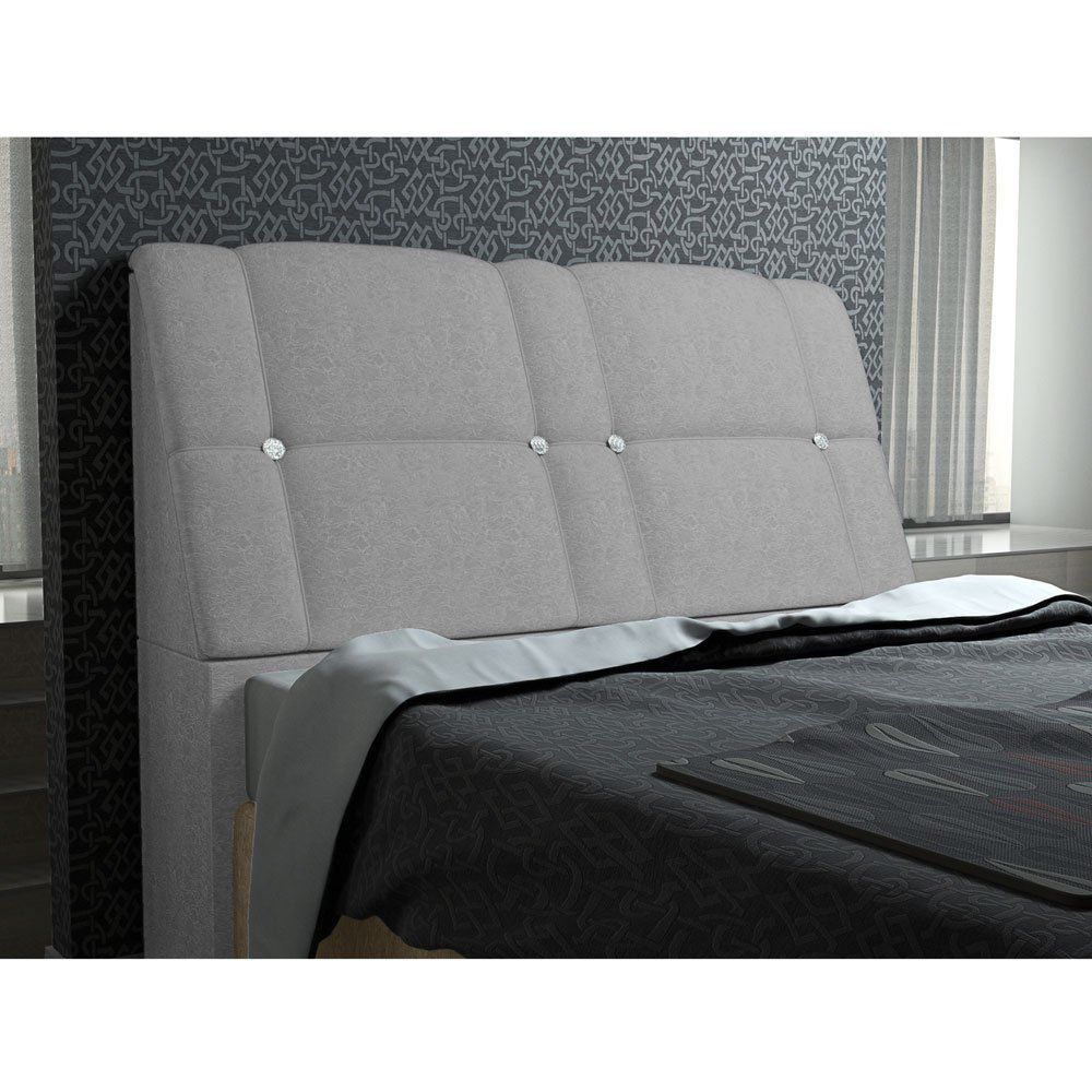 Cabeceira com Baú Itália Cama Box Queen 160 cm Suede Cinza D'Rossi