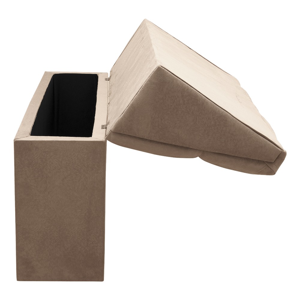 Cabeceira com baú Itália Cama Box Casal 140 cm Suede Bege D'Rossi