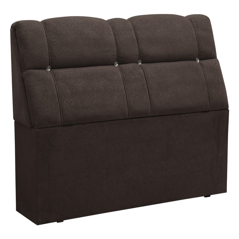 Cabeceira com baú Itália Cama Box King 195 cm Suede Marrom D'Rossi