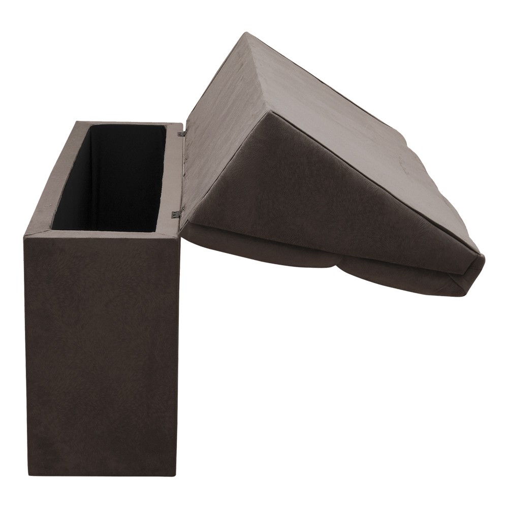 Cabeceira com baú Itália Cama Box King 195 cm Suede Marrom D'Rossi
