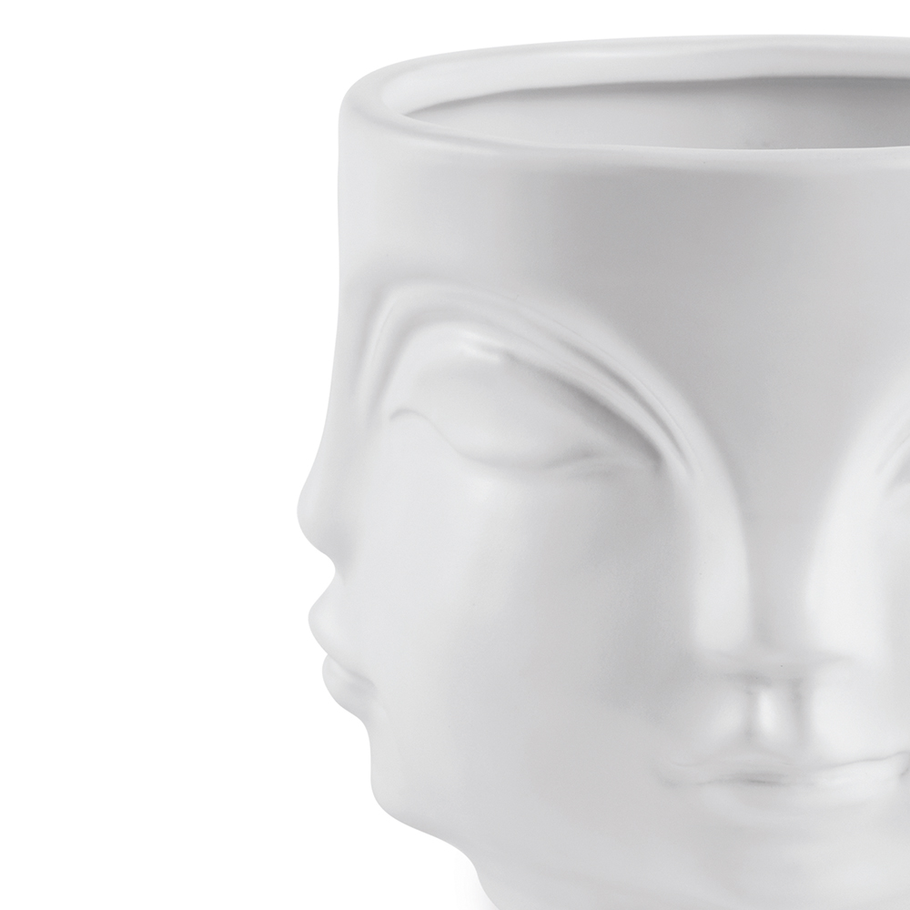 Cachepot "Rosto" Branco em Cerâmica 14,5x17 cm - D'Rossi