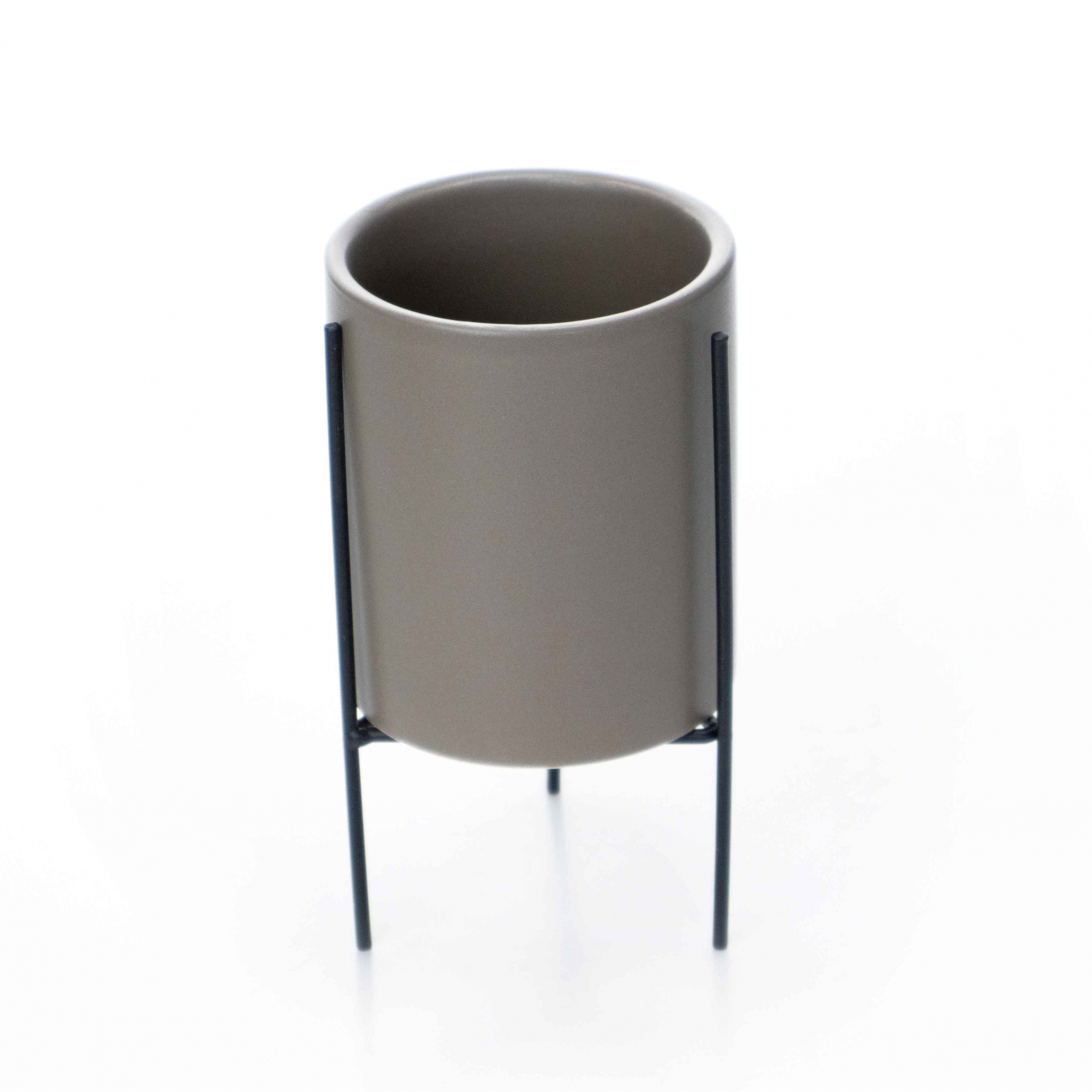 Cachepot Cinza com Suporte em Metal G 15X8 cm - D'Rossi