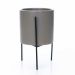 Cachepot Cinza com Suporte em Metal M 13X8 cm - D'Rossi