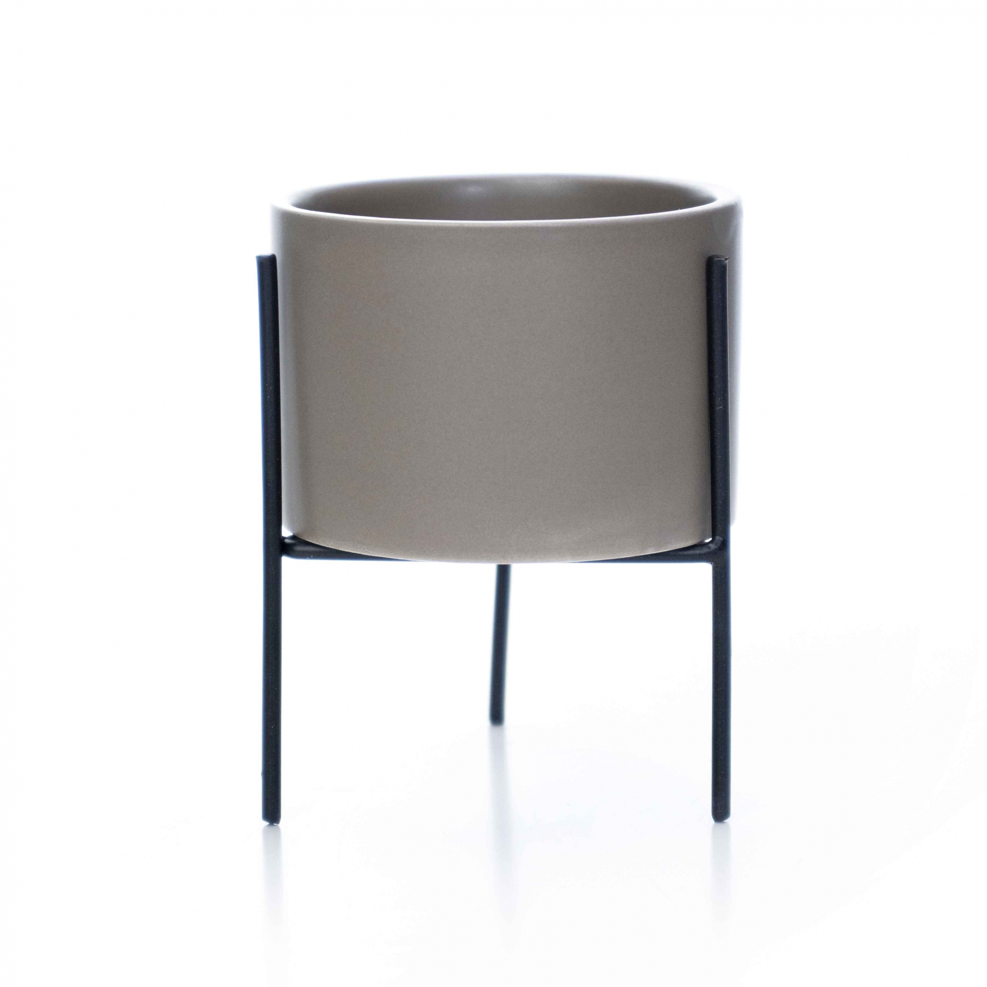 Cachepot Cinza com Suporte em Metal P 10X8 cm - D'Rossi