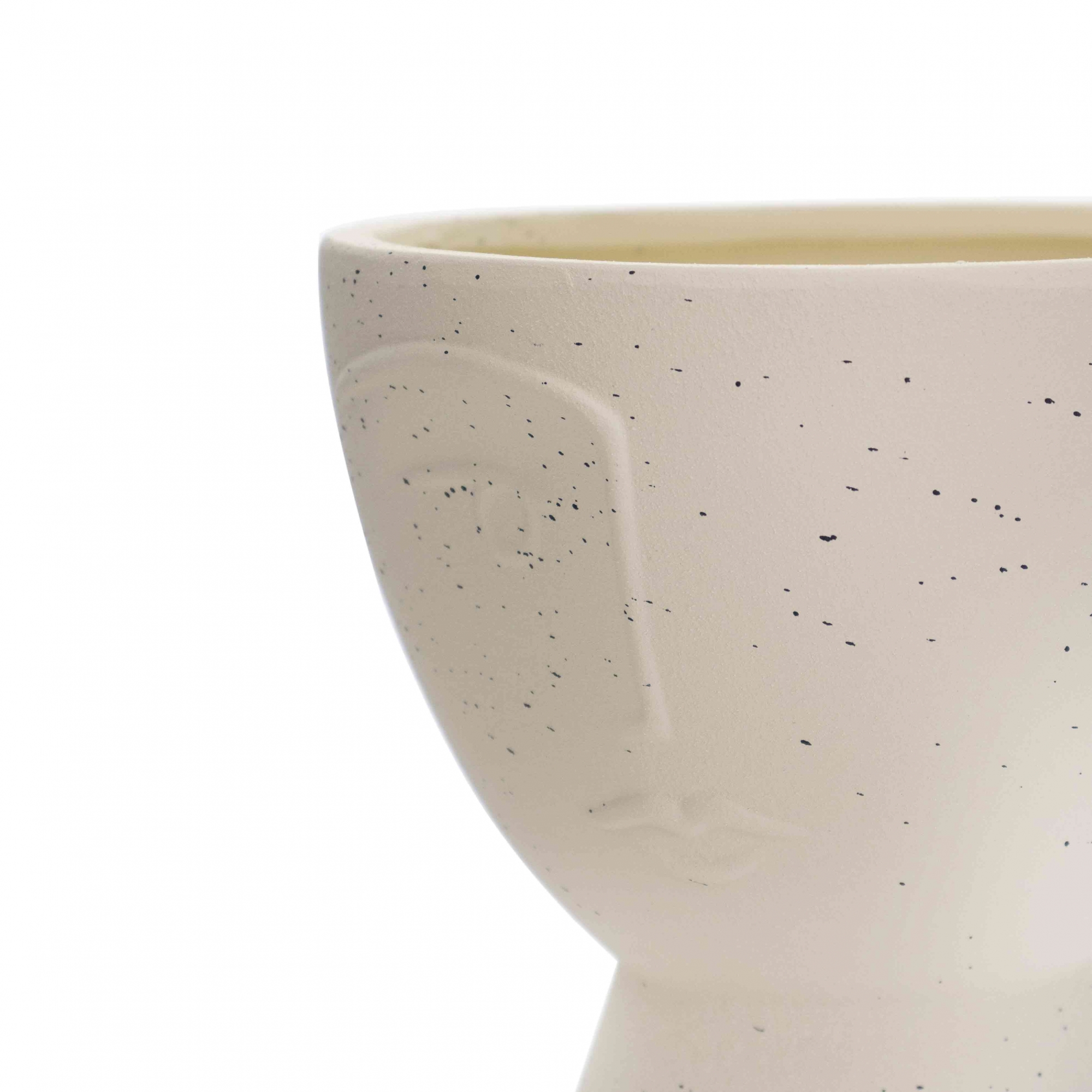 Cachepot Decorativo Rosto em Cerâmica Areia 17x18 cm - D'Rossi