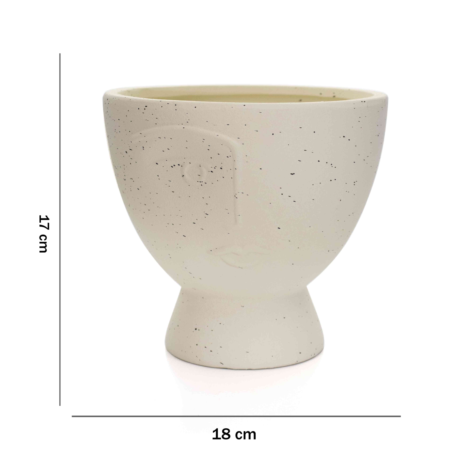 Cachepot Decorativo Rosto em Cerâmica Areia 17x18 cm - D'Rossi