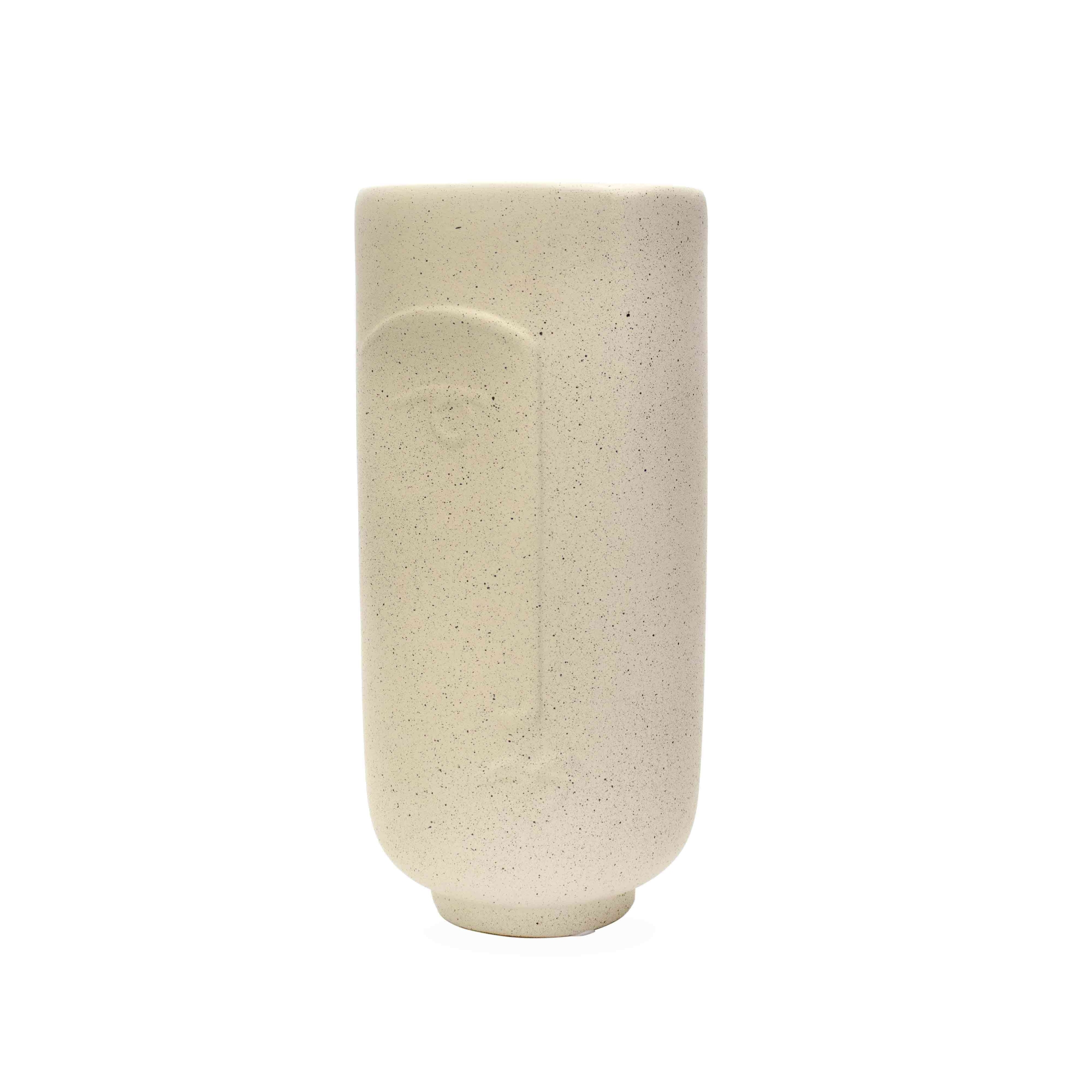Cachepot Decorativo Rosto em Cerâmica Areia 28x13 cm - D'Rossi