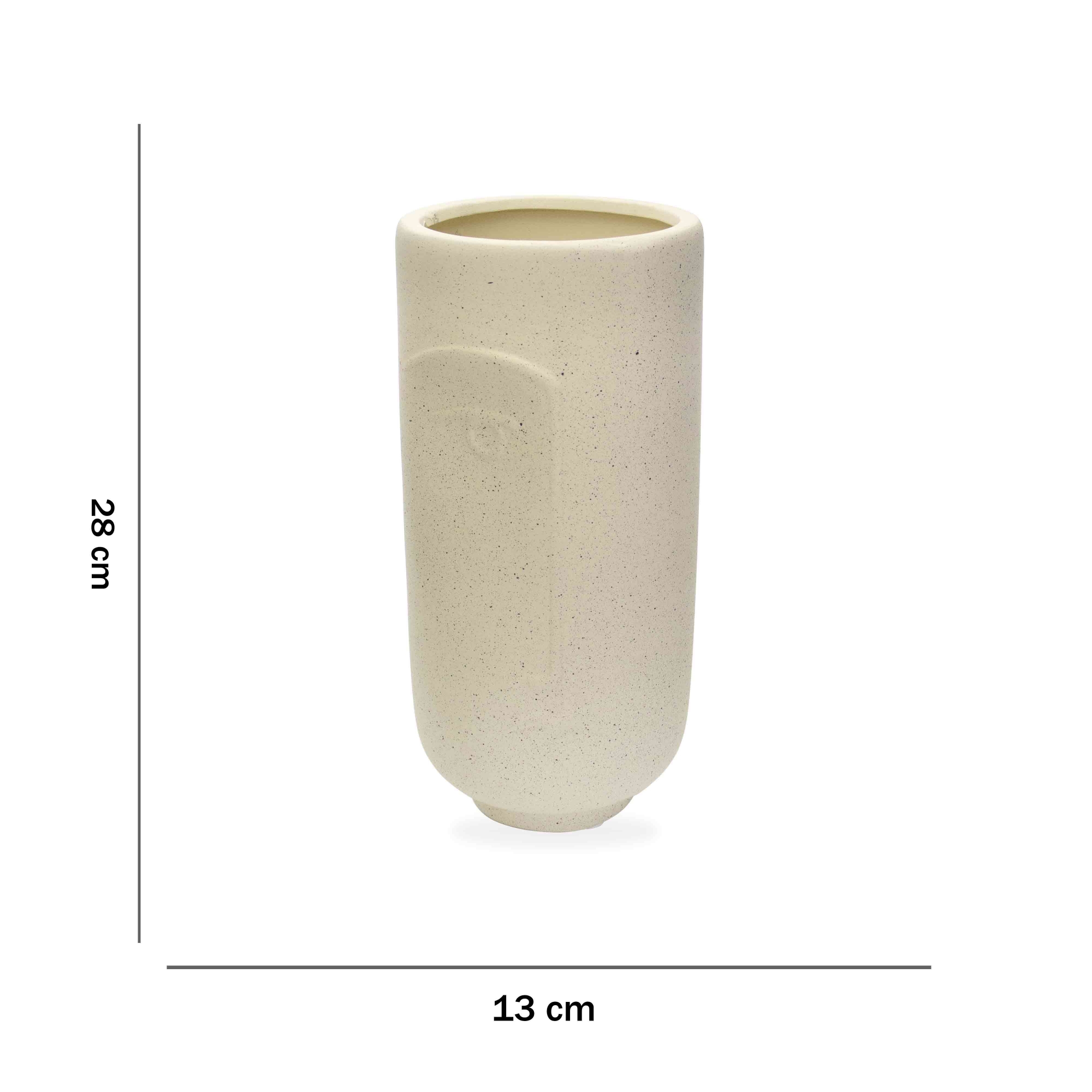 Cachepot Decorativo Rosto em Cerâmica Areia 28x13 cm - D'Rossi