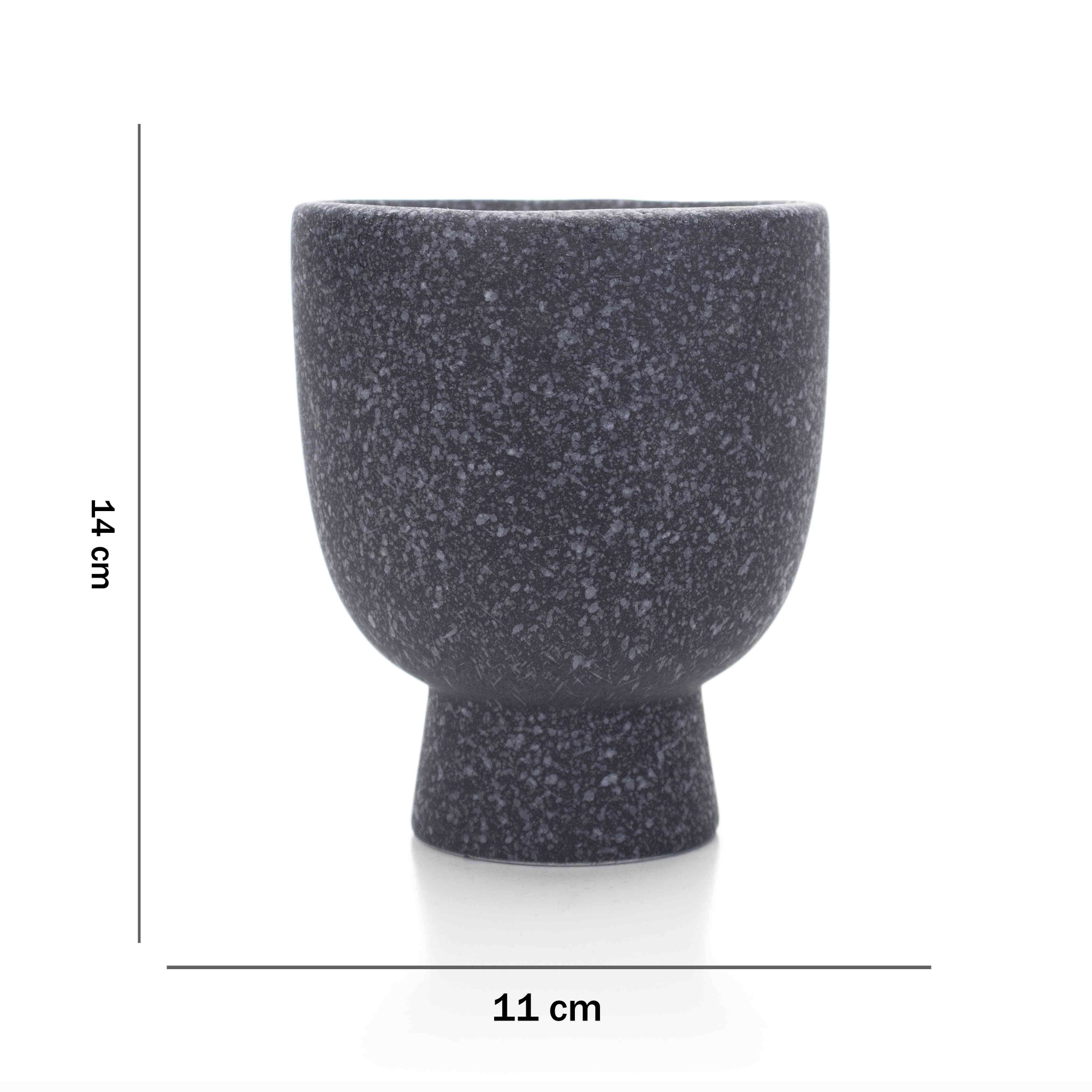 Cachepot Decorativo em Cerâmica Flocos Preto 14x11 cm - D'Rossi