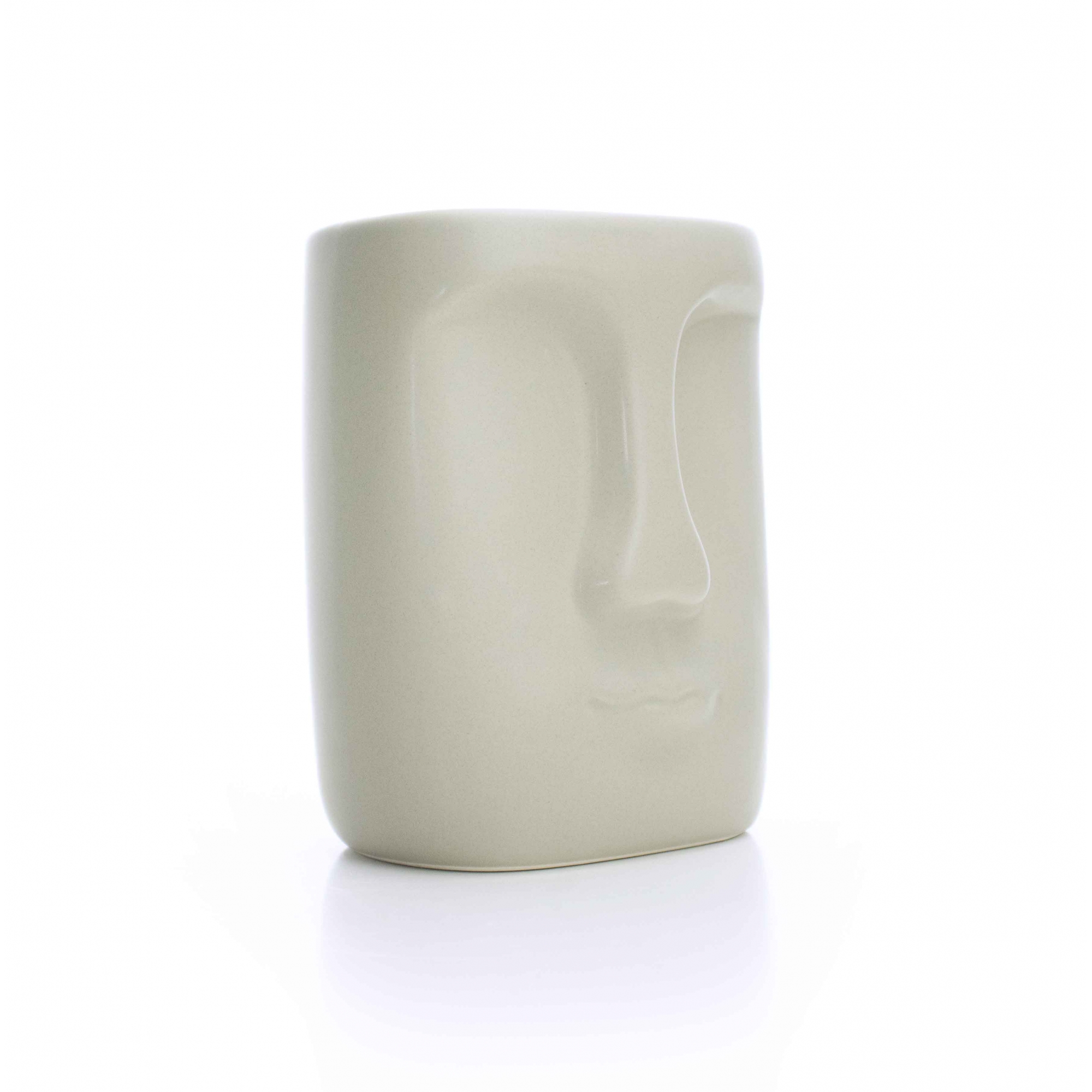 Cachepot Decorativo em Cerâmica Rosto Cinza 17x14 cm - D'Rossi